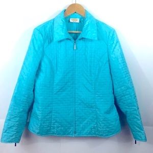 talbots Petite Jacket Women Light Blue Zippers.